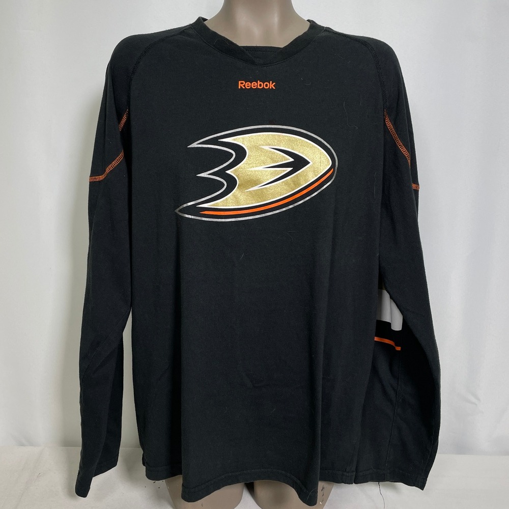 Anaheim Ducks NHL Face Off Collection Reebok Black Long Sleeve Shirt Women's XL